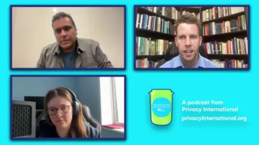 Three people in zoom-esque boxes with Technology Pill logo in the bottom right