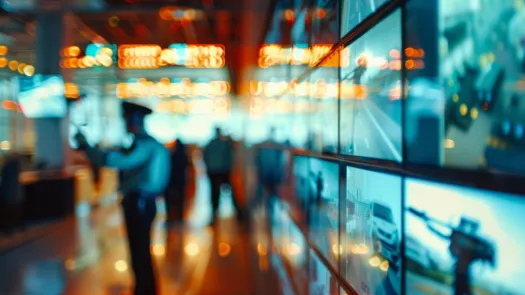 security guard next to screens