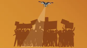 Drone watching crowd graphic