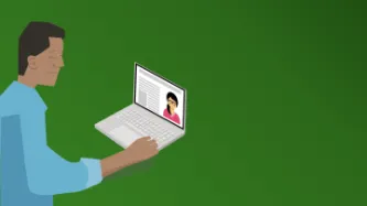 Man at laptop graphic