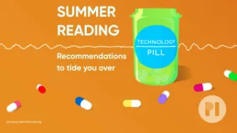 Tech Pill logo on top of a sound waveform text reads Summer Reading: Recommendations to tide you over