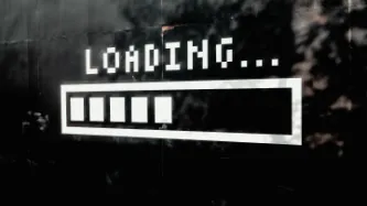 A mural of a white loading bar on black background