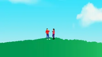 illustration of 2 people alone in a field