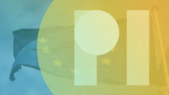 PI logo over a flag of the European Union